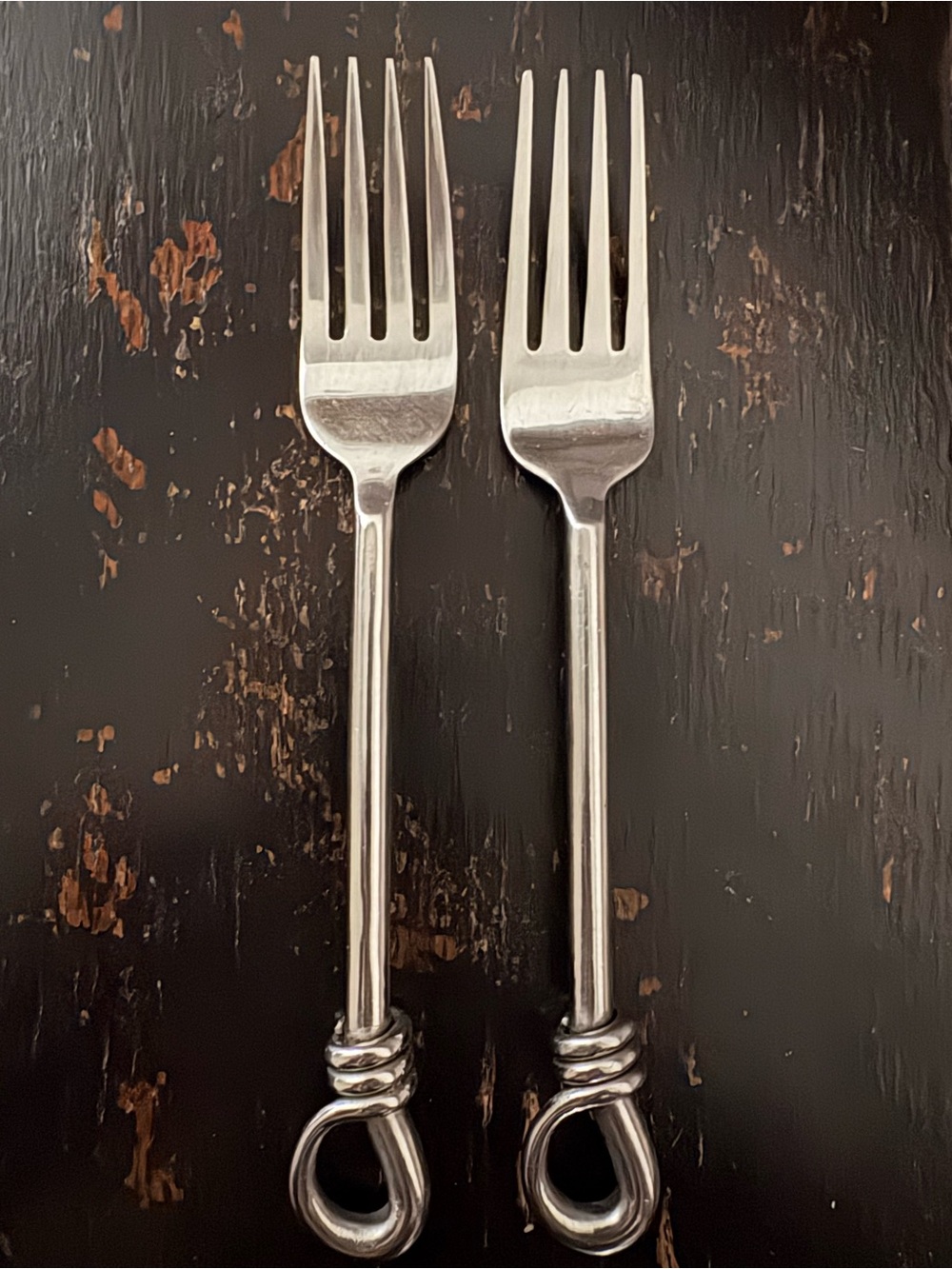 Gibson CUOMO Stainless DINNER FORKS Open Ring Tip 18/8 Glossy Flatware Set of 2